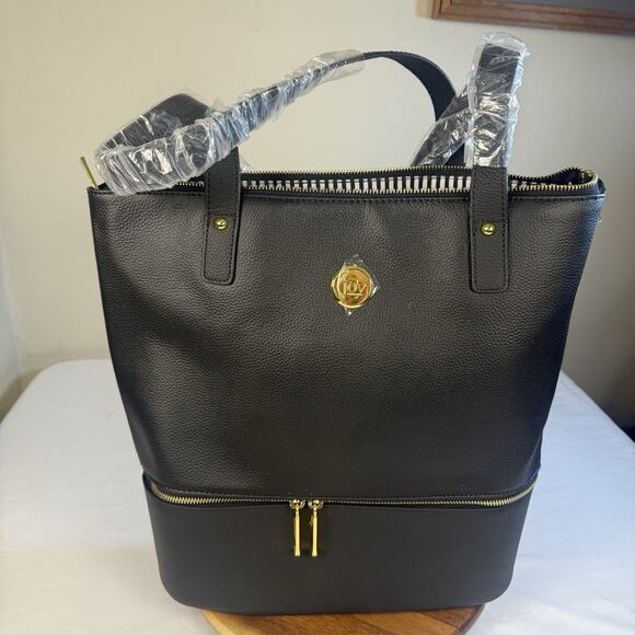 Joy Mangano Double Decker Leather Purse W/Tote & Wristlet 4 Piece Set NWT - Picture 1 of 8